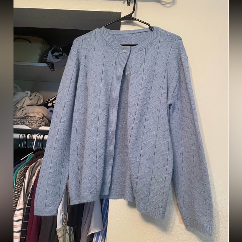 Light Blue Knit Cardigan Sweater